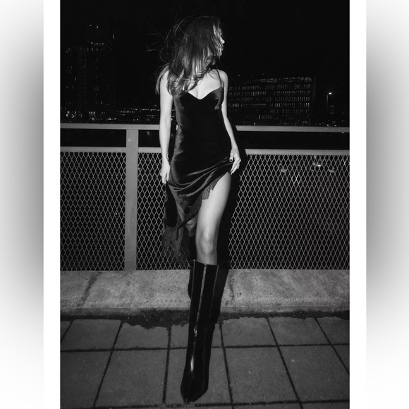 Zara Dresses & Skirts - TREND NEW ! ZARA VIRAL VELVET LACE DRESS 
🚨FIRM PRICE NO DISCOUNT ON THIS DRESS